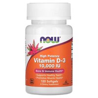 Витамины и минералы NOW Vitamin D3 10000 IU High Potency, 120 капсул