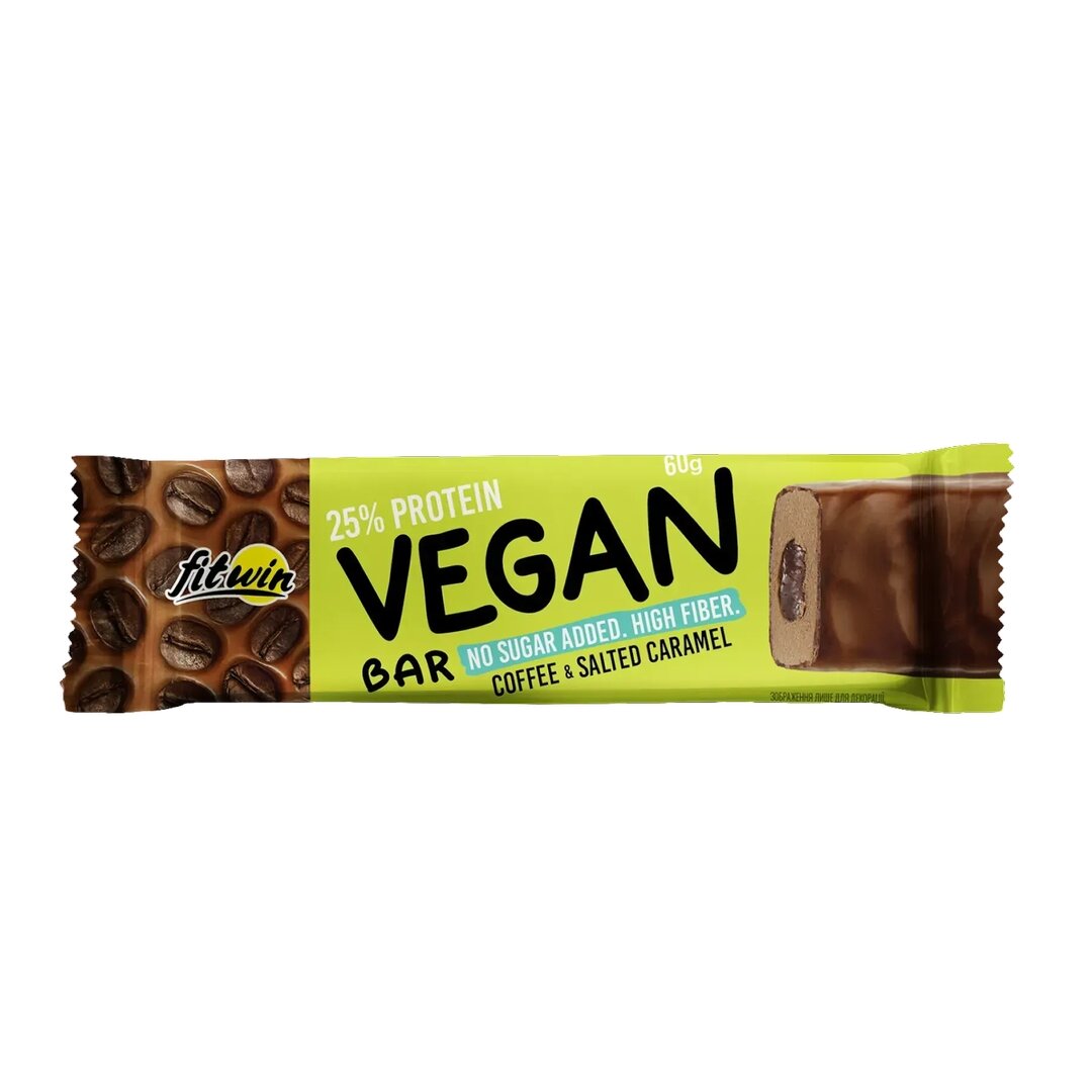 Батончик FitWin Vegan Bar, 60 грам - кава-солона карамель