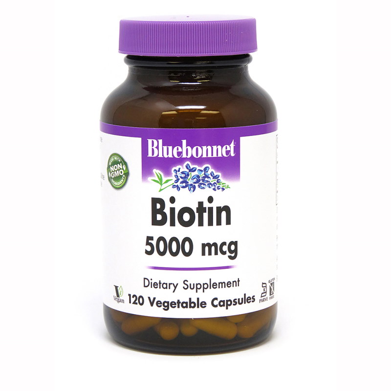Витамины и минералы Bluebonnet Biotin 5000 mg, 120 вегакапсул