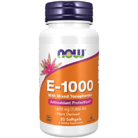 Витамины и минералы NOW Vitamin E-1000 with Mixed Tocopherols, 50 капсул