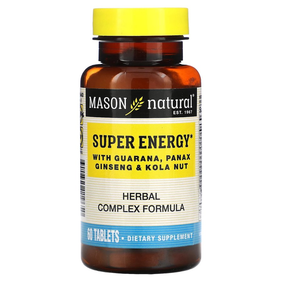 Натуральная добавка Mason Natural Super Energy with Guarana, Panax Ginseng &amp; Kola Nut, 60 таблеток