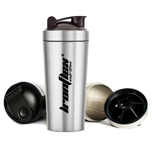 Шейкер IronFlex металлический 750 мл, серебряный