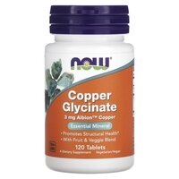Витамины и минералы NOW Copper Glycinate 3 mg, 120 таблеток