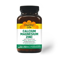 Витамины и минералы Country Life Calcium Magnesium Zinc, 250 таблеток