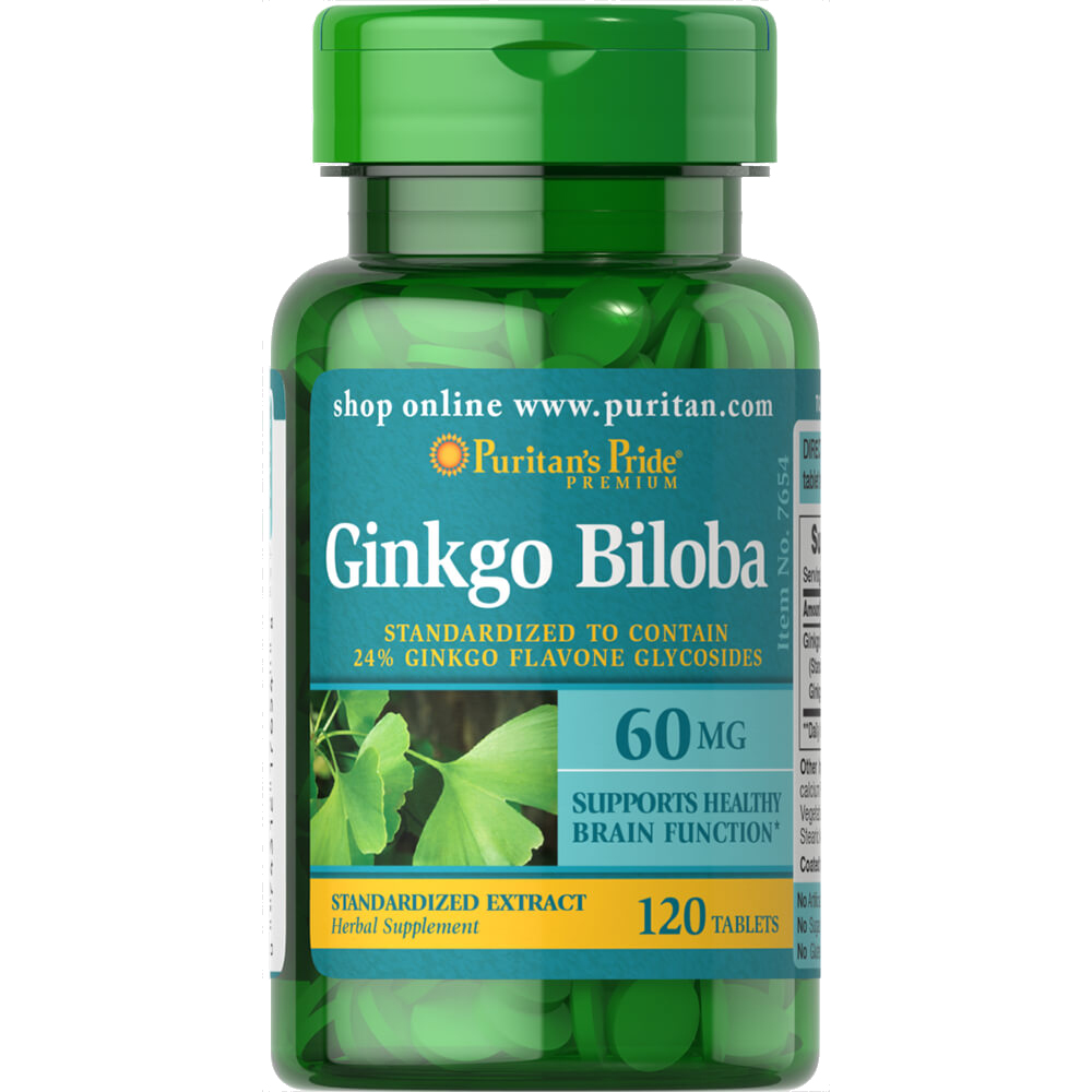 Натуральная добавка Puritan's Pride Ginkgo Biloba 60 mg, 120 таблеток