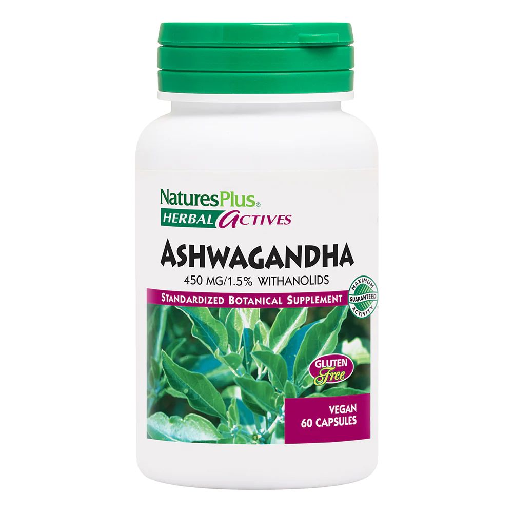 Натуральная добавка Natures Plus Herbal Actives Ashwagandha 450 mg, 60 вегакапсул