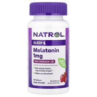 Натуральная добавка Natrol Melatonin 1 mg Fast Dissolve, 90 таблеток - клубника