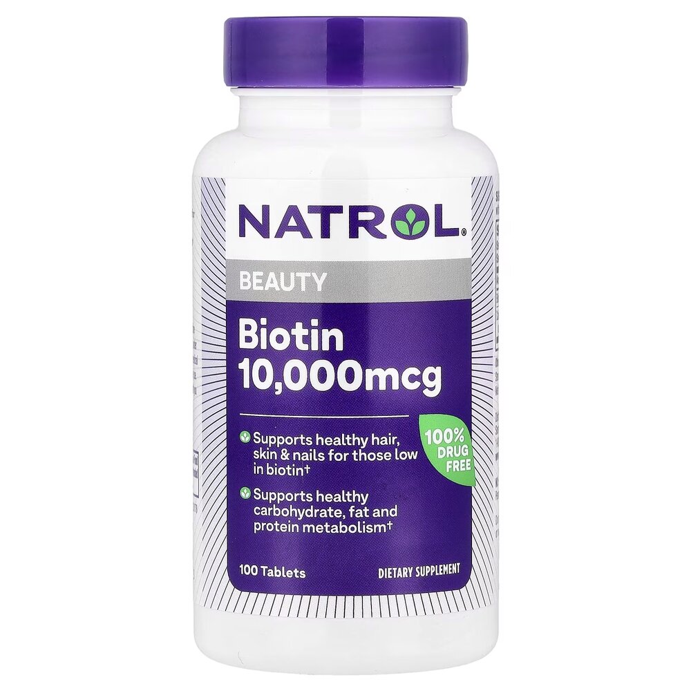 Вітаміни та мінерали Natrol Biotin 10000 mcg, 100 таблеток