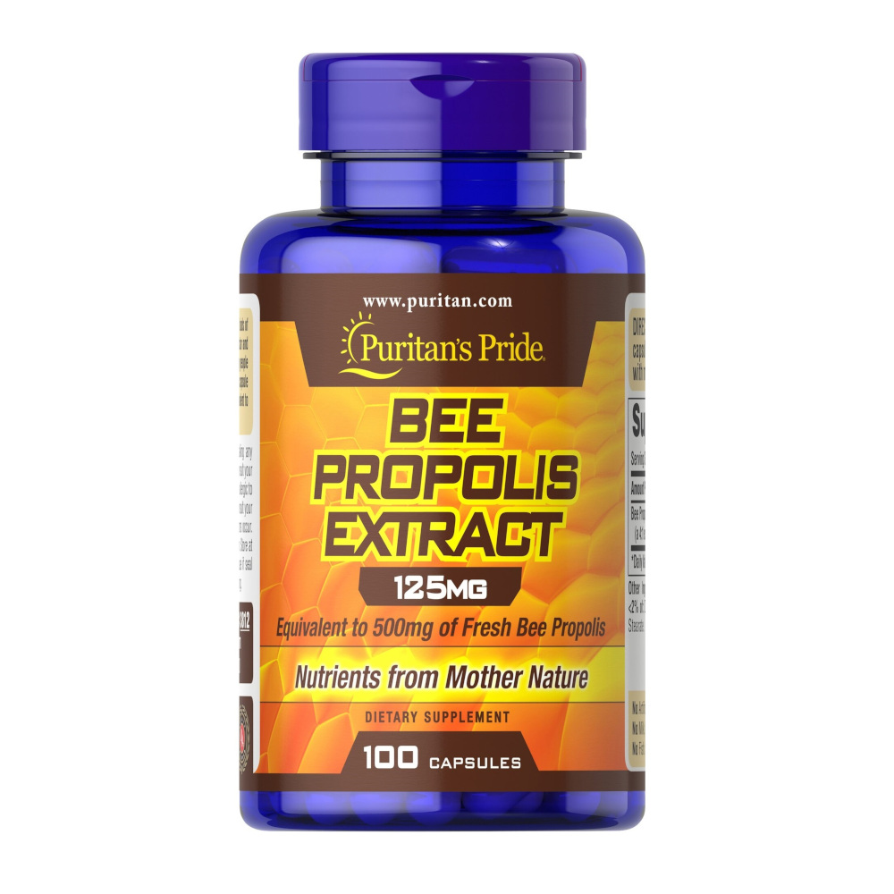 Натуральна добавка Puritan's Pride Bee Propolis Extract 125 mg, 100 капсул