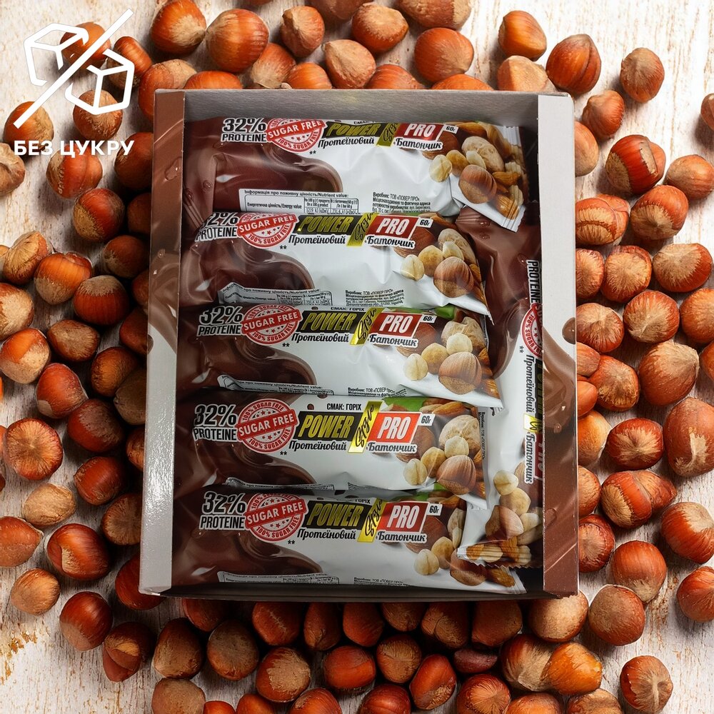 Батончик Power Pro 32% Protein Bar with Nuts Sugar Free БЛОК, 20*60 грам