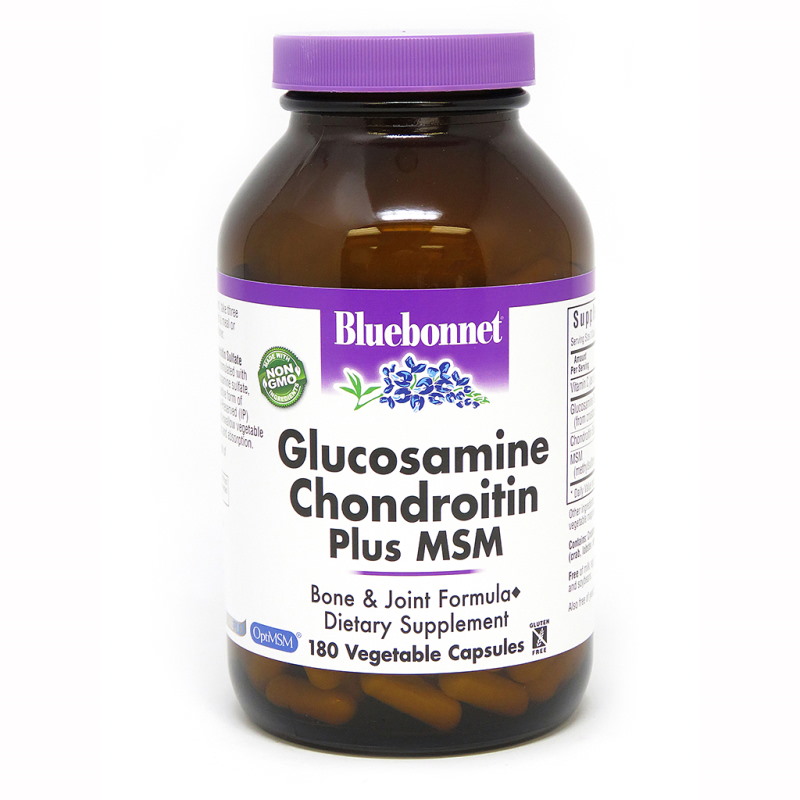 Препарат для суглобів і зв'язок Bluebonnet Nutrition Glucosamine Chondroitin plus MSM, 180 вегакапсул