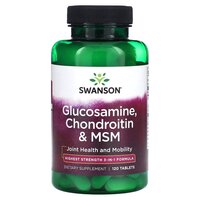 Препарат для суставов и связок Swanson Glucosamine, Chondroitin &amp; MSM Highest Strength 3 per day, 120 таблеток