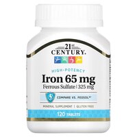 Витамины и минералы 21st Century Iron 65 mg High-Potency, 120 таблеток