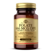 Витамины и минералы Solgar Folate 666 mcg (Folic Acid 400 mcg), 100 таблеток