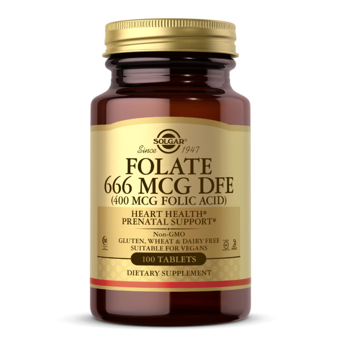 Вітаміни та мінерали Solgar Folate 666 mcg (Folic Acid 400 mcg), 100 таблеток