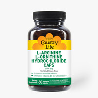 Амінокислота Country life L-Arginine &amp; L-Ornithine Hydrochloride, 60 вегакапсул