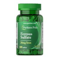 Витамины и минералы Puritan's Pride Iron Ferrous Sulfate 28 mg, 100 таблеток