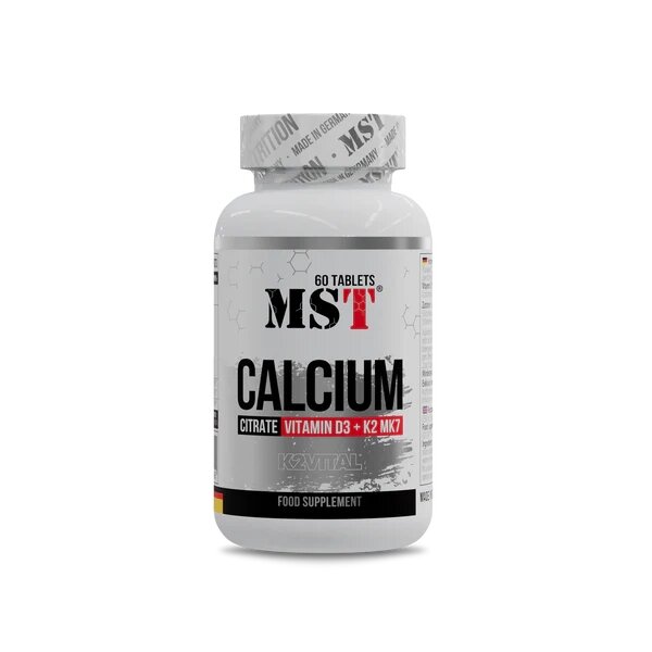 Вітаміни та мінерали MST Calcium Citrate + Vitamin D3 + K2 MK7,  60 таблеток