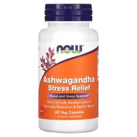 Натуральная добавка NOW Ashwagandha Stress Relief, 60 вегакапсул