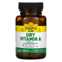 Витамины и минералы Country Life Dry Vitamin A 10000 IU, 100 таблеток