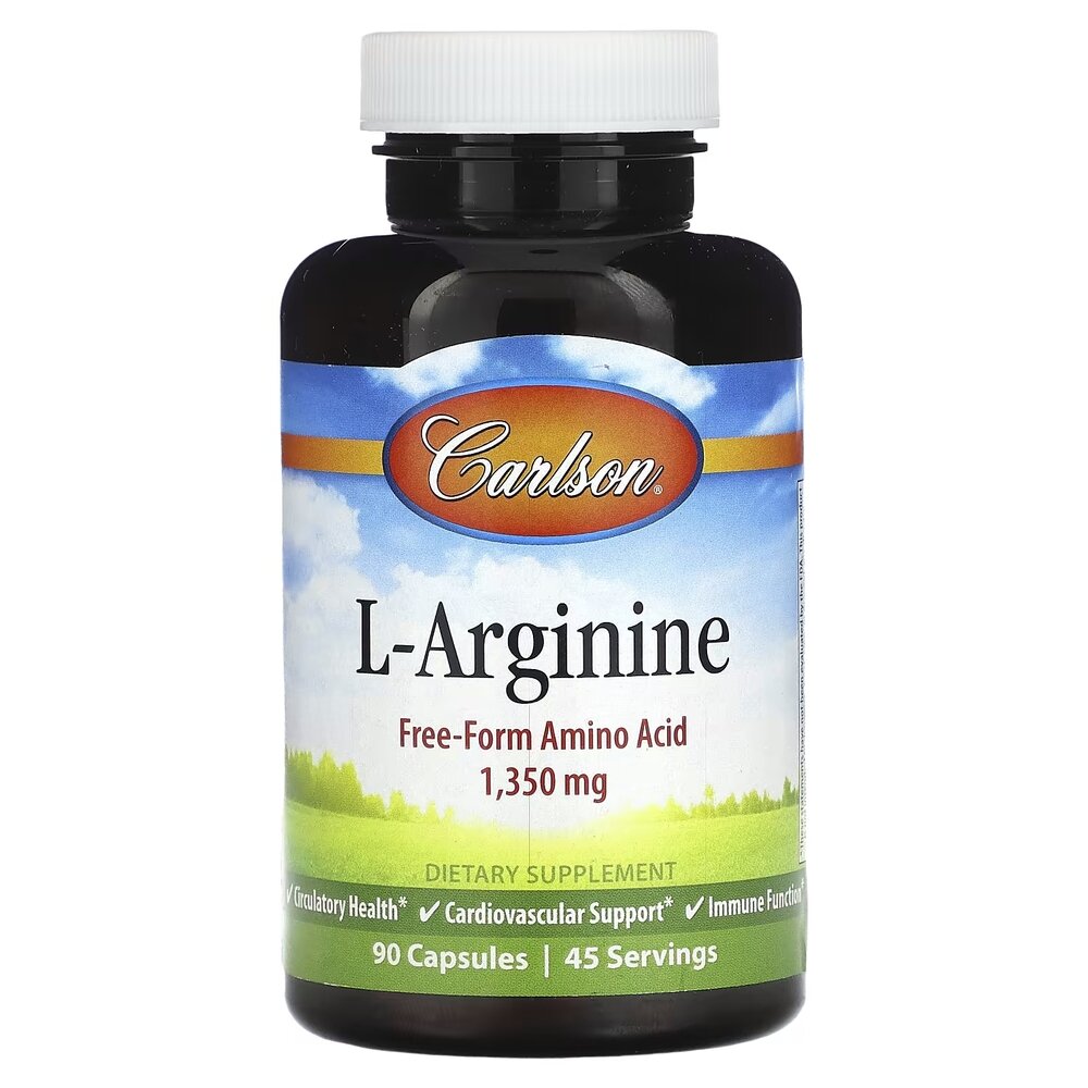 Аминокислота Carlson Labs L-Arginine 1350 mg, 90 капсул