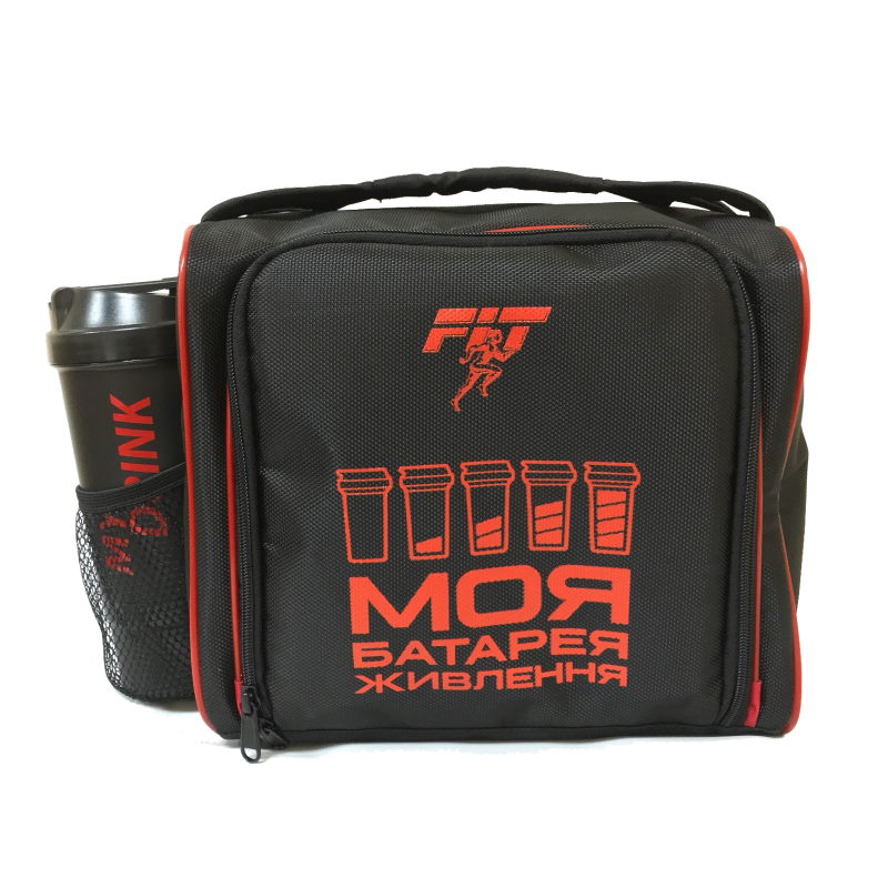 Сумка Fit XL (+ шейкер, 6 контейнерів, ак.холода), чорно червона