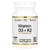 Витамины и минералы California Gold Nutrition Vitamin D3 + K2, 60 вегакапсул
