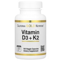 Вітаміни та мінерали California Gold Nutrition Vitamin D3 + K2, 180 вегакапсул