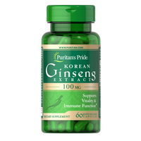 Натуральна добавка Puritan's Pride Korean Ginseng Standardized 100 mg, 60 капсул