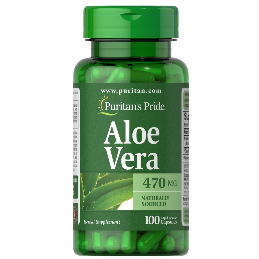 Натуральная добавка Puritan's Pride Aloe Vera 470 mg, 100 капсул