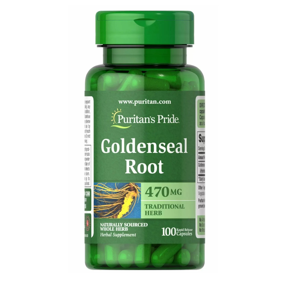 Натуральна добавка Puritan's Pride Goldenseal Root 470 mg, 100 капсул