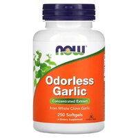Натуральная добавка NOW Odorless Garlic, 250 капсул