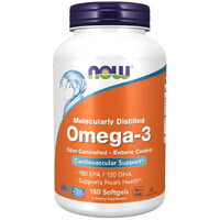 Жирні кислоти NOW Molecularly Distilled Omega-3, 180 капсул