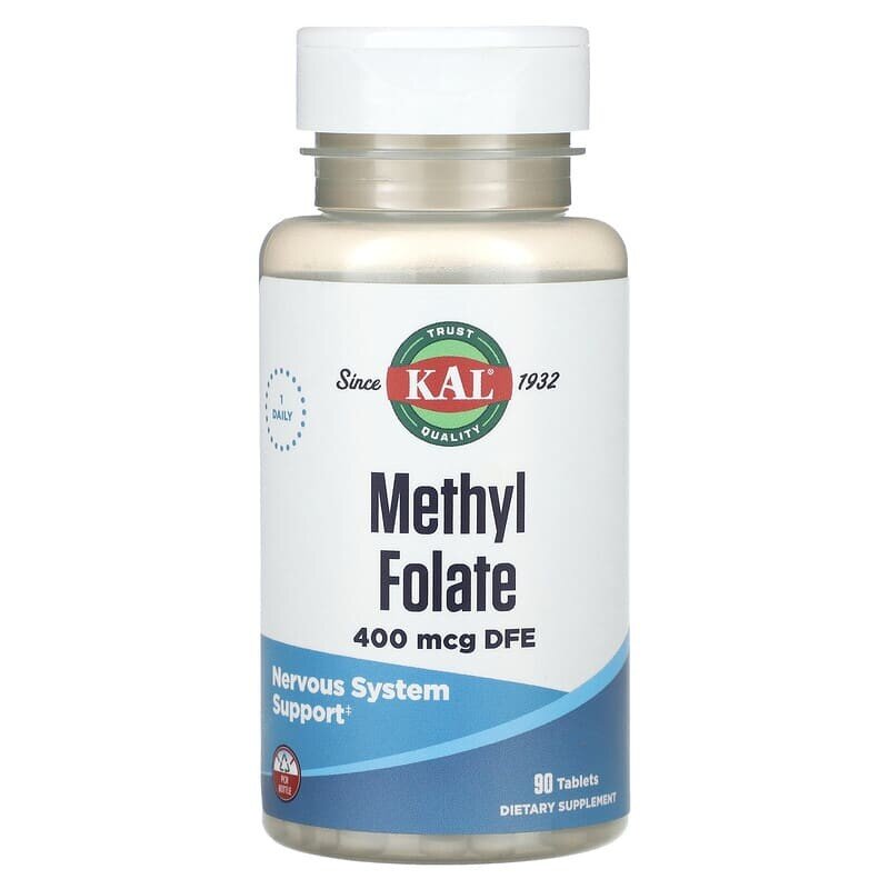Витамины и минералы KAL Methyl Folate 400 mcg, 90 таблеток