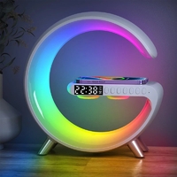 Ночник лампа настольная смарт RGB Happy Light Smart Light Sound Machine с беспроводной зарядкой 15W и Bluetooth колонкой 3W, БЕЛЫЙ ПРИМЯТАЯ КОРОБКА