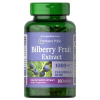 Натуральная добавка Puritan's Pride Bilberry Fruit Extract 1000 mg, 180 капсул