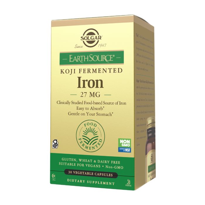Вітаміни та мінерали Solgar Earth Source Koji Fermented Iron 27 mg, 30 вегакапсул