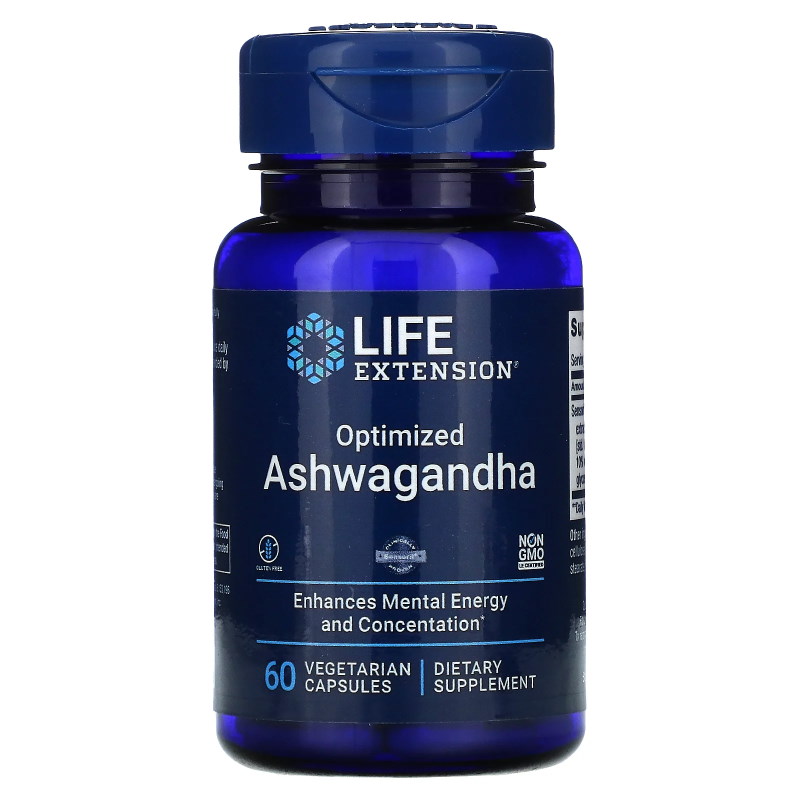 Натуральная добавка Life Extension Ashwagandha, 60 вегакапсул