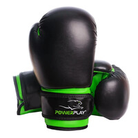 Перчатки для бокса и единоборств Перчатки боксерские PowerPlay PP 3004 JR, Black/Green