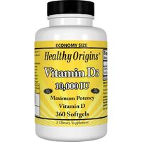 Витамины и минералы Healthy Origins Vitamin D3 10000 IU, 360 капсул
