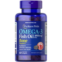 Жирные кислоты Puritan's Pride Omega 3 Fish Oil 1000 mg Plus Bone Support, 60 капсул