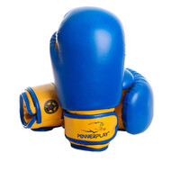Перчатки для бокса и единоборств Перчатки боксерские PowerPlay PP 3004 JR, Blue/Yellow