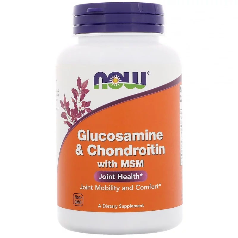 Препарат для суглобів і зв'язок NOW Glucosamine &amp; Chondroitin with MSM, 90 капсул