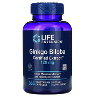 Натуральная добавка Life Extension Ginkgo Biloba Certified Extract 120 mg, 365 вегакапсул