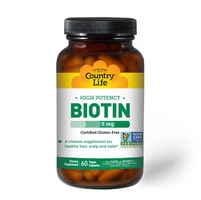 Витамины и минералы Country Life High Potency Biotin 5 mg, 60 капсул