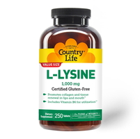 Амінокислота Country Life L-Lysine 1000 mg, 250 таблеток