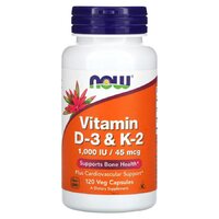 Витамины и минералы NOW Vitamin D3 &amp; K2, 120 вегакапсул