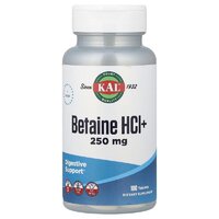 Натуральная добавка KAL Betaine HCl+ 250 mg, 100 таблеток