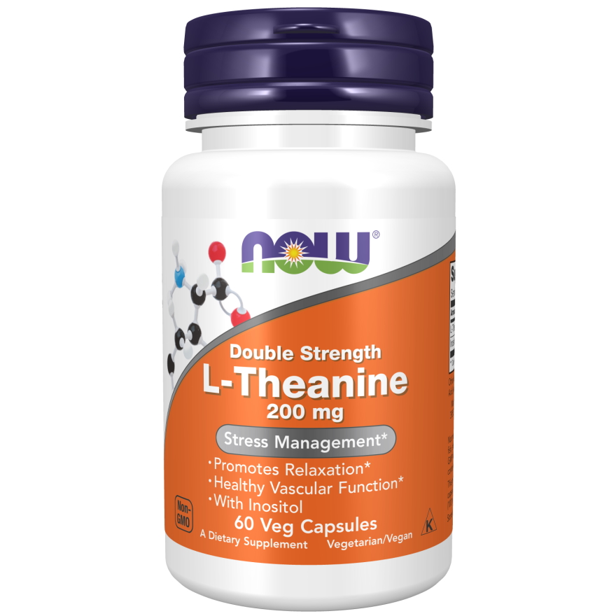 Амінокислота NOW L-Theanine 200 mg, 60 вегакапсул