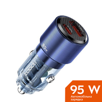 автомобильное в прикуриватель Toocki 95W (1 Type-C 65w + 1 USB 30w), Blue Transparent